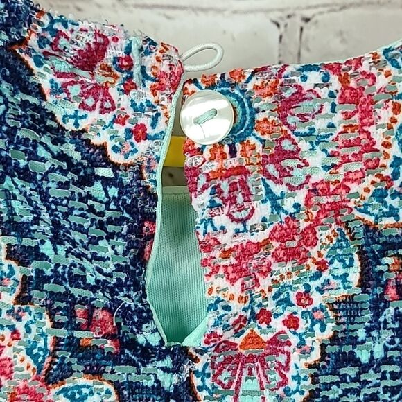 Rare Editions Girls Navy Lace Overlay Medallion Print Colorful Shift Dress Sz 6 - Picture 8 of 11